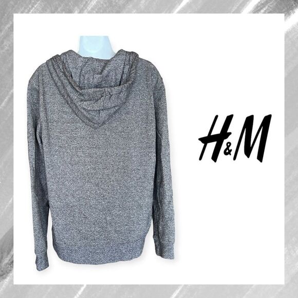 H&M Heather Grey Hooded Sweatshirt w/Draw String, Regular Fit, Full Zip ~ SM - Picture 2 of 3